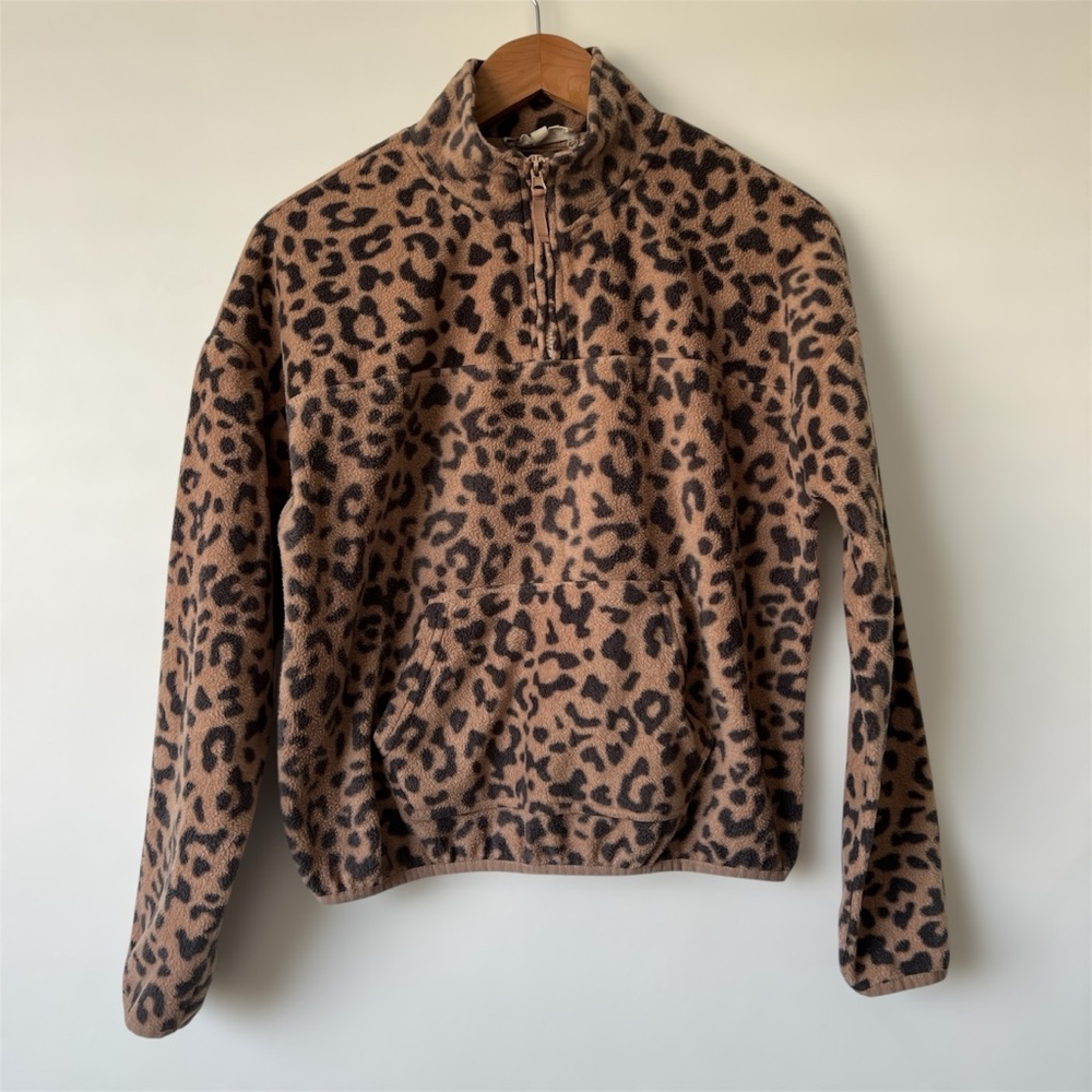 Hippie Rose Brown and Black Fleece Top Medium